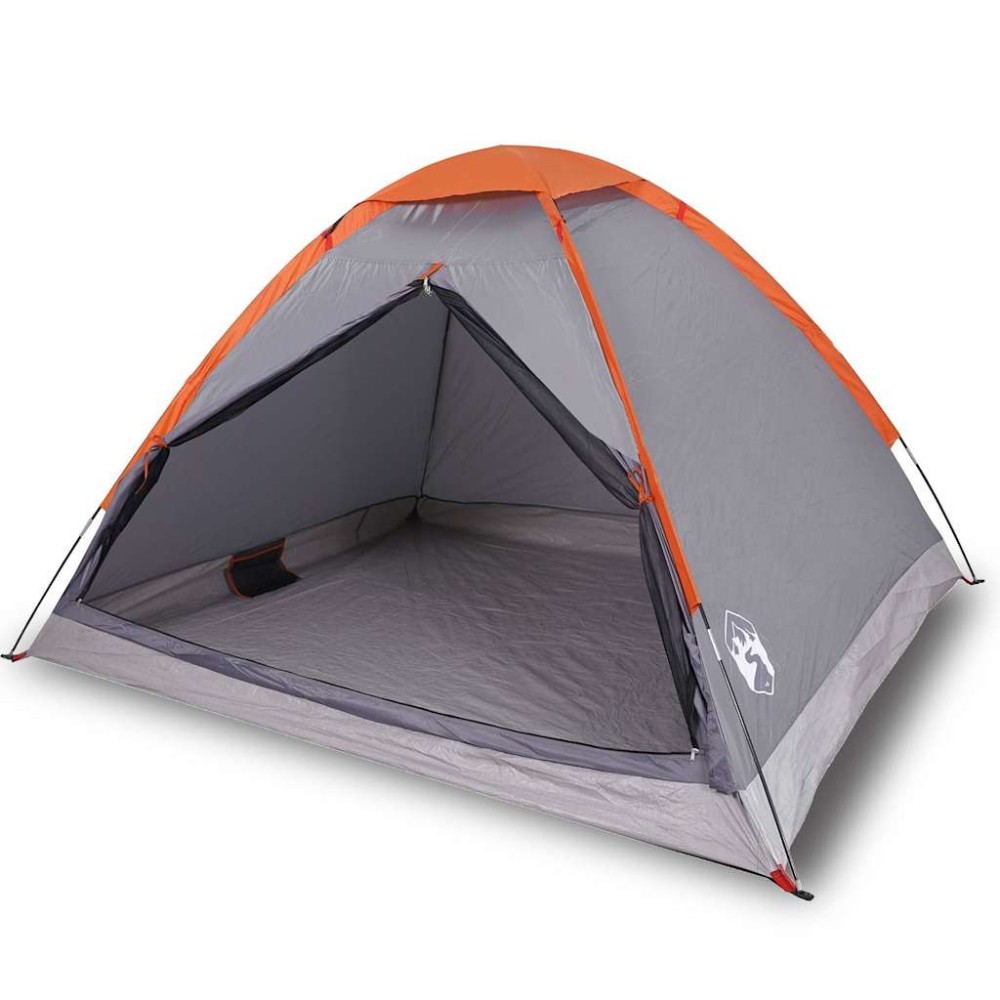vidaXL Cort de camping pentru 2 persoane, gri/portocaliu, impermeabil