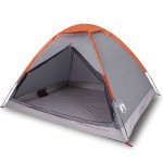 vidaXL Cort de camping pentru 2 persoane, gri/portocaliu, impermeabil