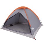 vidaXL Cort de camping pentru 2 persoane, gri/portocaliu, impermeabil