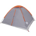 vidaXL Cort de camping pentru 2 persoane, gri/portocaliu, impermeabil