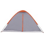 vidaXL Cort de camping pentru 2 persoane, gri/portocaliu, impermeabil