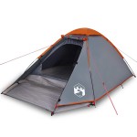 vidaXL Cort de camping pentru 2 persoane, gri/portocaliu, impermeabil