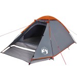 vidaXL Cort de camping pentru 2 persoane, gri/portocaliu, impermeabil