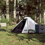 vidaXL Cort camping cupolă 2 persoane alb, țesătură opacă, impermeabil