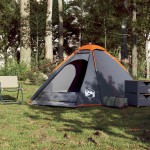 vidaXL Cort de camping pentru 4 persoane, gri/portocaliu, impermeabil