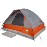 vidaXL Cort de camping pentru 2 persoane, gri/portocaliu, impermeabil