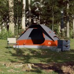 vidaXL Cort de camping pentru 2 persoane, gri/portocaliu, impermeabil