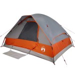 vidaXL Cort de camping pentru 2 persoane, gri/portocaliu, impermeabil