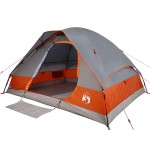 vidaXL Cort de camping pentru 2 persoane, gri/portocaliu, impermeabil