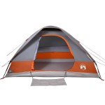 vidaXL Cort de camping pentru 2 persoane, gri/portocaliu, impermeabil