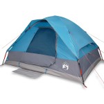 vidaXL Cort de camping cupolă pentru 4 persoane, albastru, impermeabil