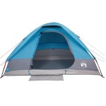 vidaXL Cort de camping cupolă pentru 4 persoane, albastru, impermeabil