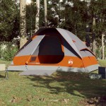 vidaXL Cort de camping pentru 4 persoane, gri/portocaliu, impermeabil
