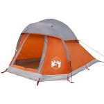 vidaXL Cort de camping pentru 1 persoană, gri/portocaliu, impermeabil
