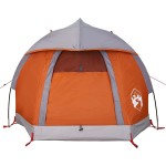 vidaXL Cort de camping pentru 1 persoană, gri/portocaliu, impermeabil