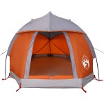 vidaXL Cort de camping pentru 1 persoană, gri/portocaliu, impermeabil