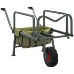 vidaXL Cărucior de pescuit cu roată, verde, oțel vopsit electrostatic vidaXL Cărucior de pescuit cu roată, verde, oțel vopsit electrostatic
