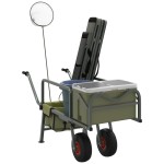 vidaXL Cărucior de pescuit cu 2 roți, verde, oțel vopsit electrostatic vidaXL Cărucior de pescuit cu 2 roți, verde, oțel vopsit electrostatic