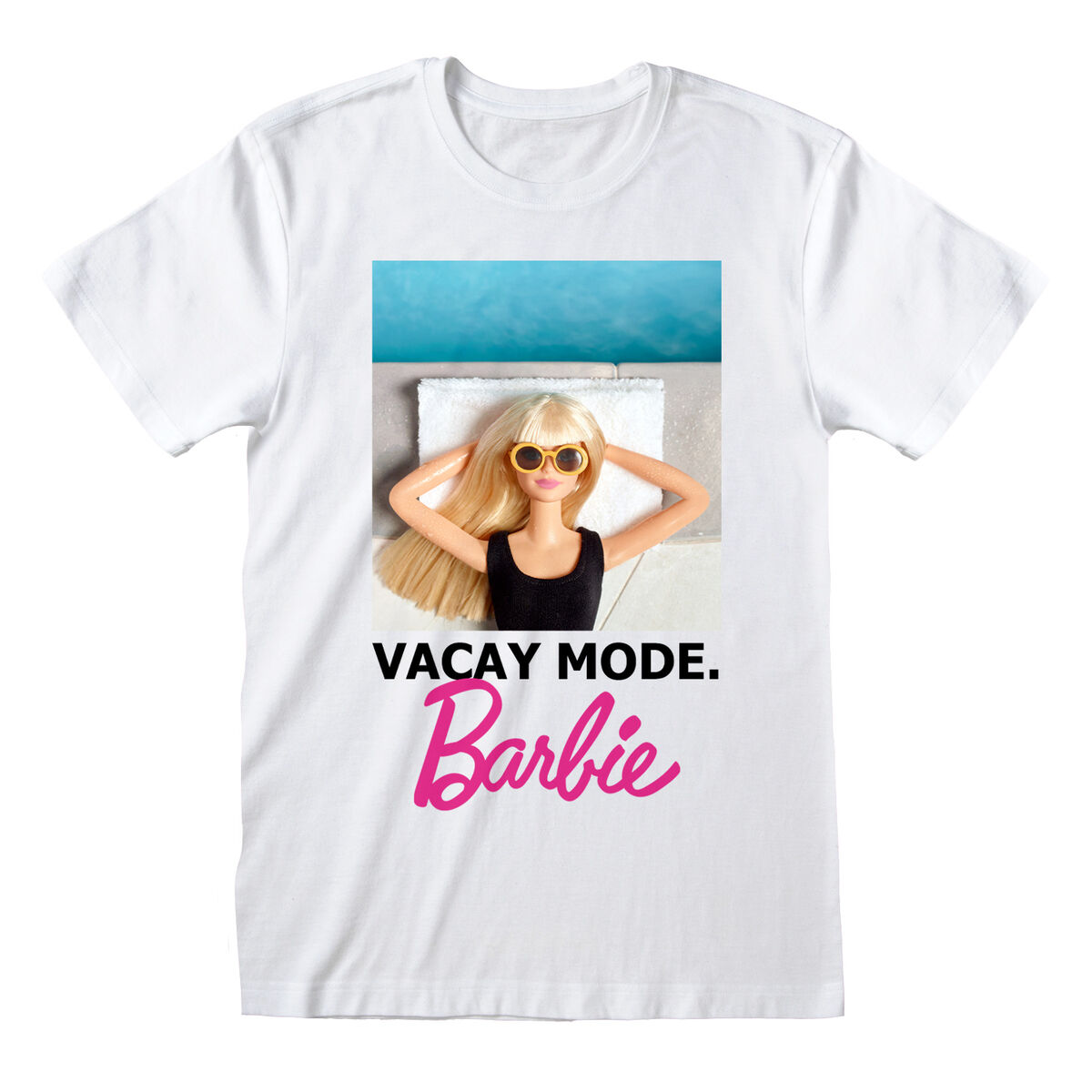 Tricou cu Mânecă Scurtă Barbie Vacay Mode Alb Unisex