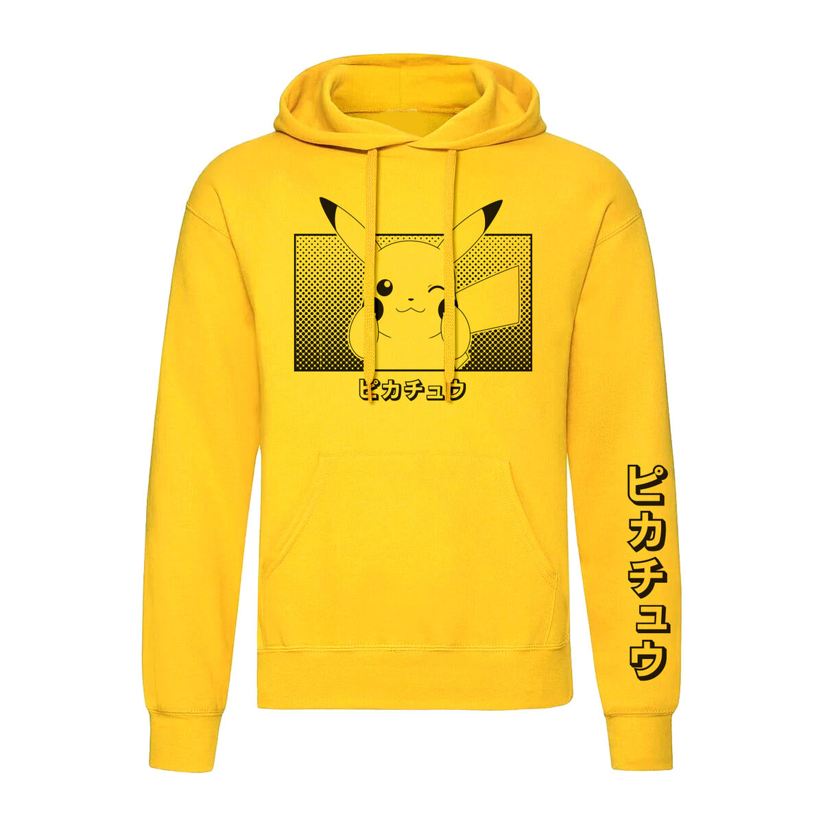 Hanorac cu Glugă Unisex Pokémon Pikachu Katakana Galben