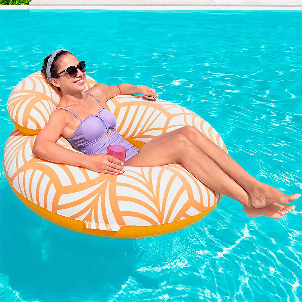 Scaun gonflabil pentru piscină Bestway Deluxe 118 x 117 cm Portocaliu