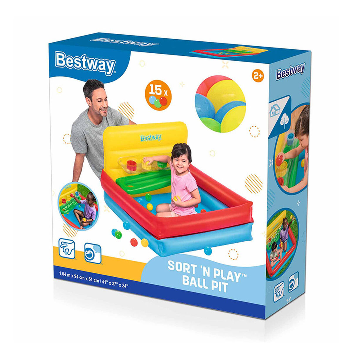 Bestway Piscină Inflatable Copii Jocuri cu Bile 104x94x61 cm +2 Ani Grădină 52546