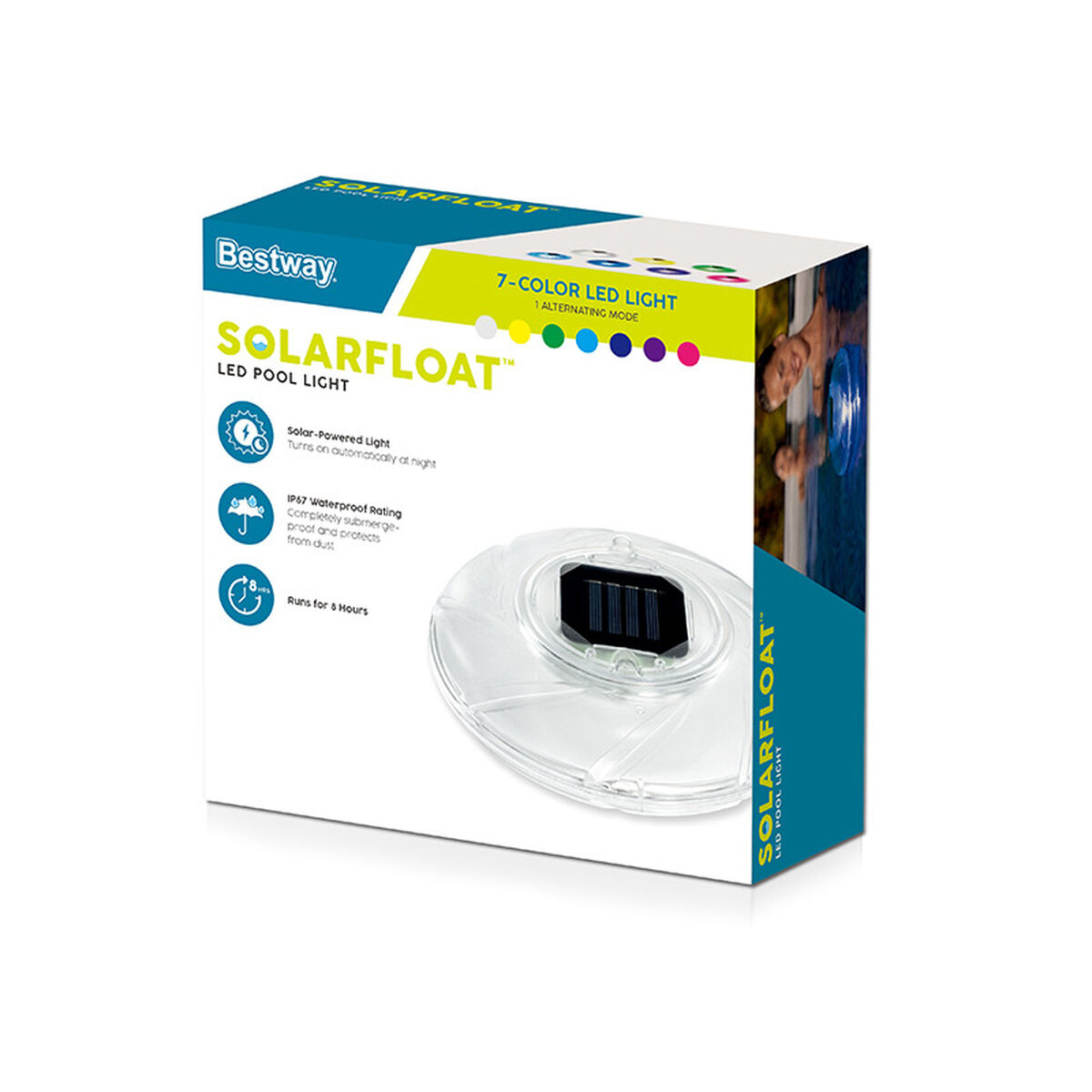 Lumină solară flotantă pentru piscină Bestway Ø 18 cm (1 Unități)