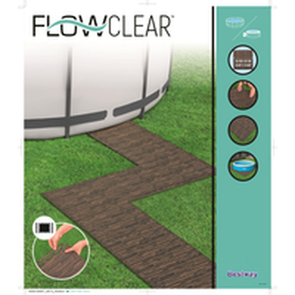 Protecție de podele pentru piscine detașabile Bestway 50 x 50 cm Lemn