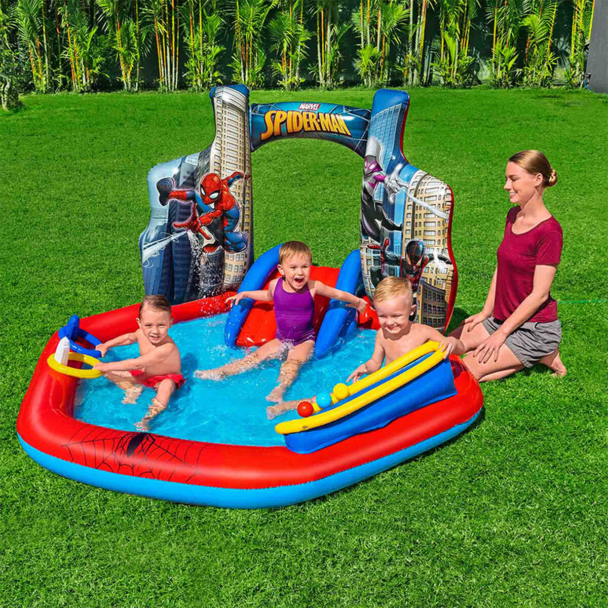 Piscină pentru copii Bestway Spiderman 211 x 206 x 127 cm Loc de joacă