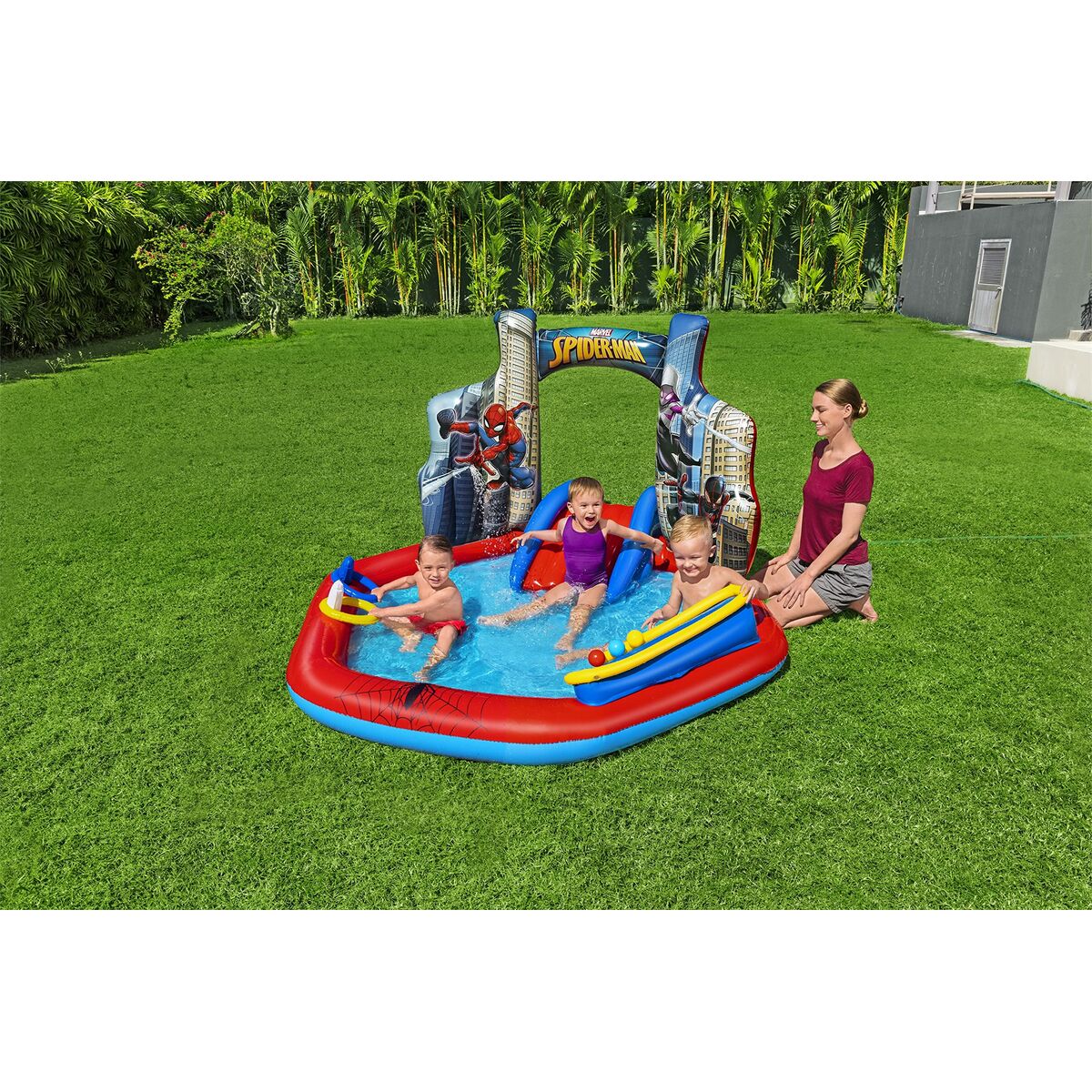 Piscină pentru copii Bestway Spiderman 211 x 206 x 127 cm Loc de joacă
