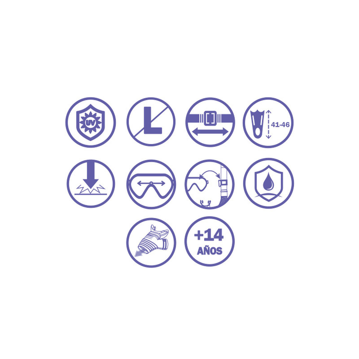 Ochelari de Scufundare cu Tub și Labe de Înot Bestway 41-46 Adult (1 Unități)