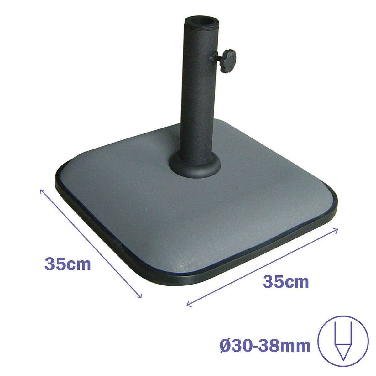 Marbueno Bază Umbrelă Pătrată Beton 35X35X5,2 cm 11KG Gri Grădină, Piscină, Terasă