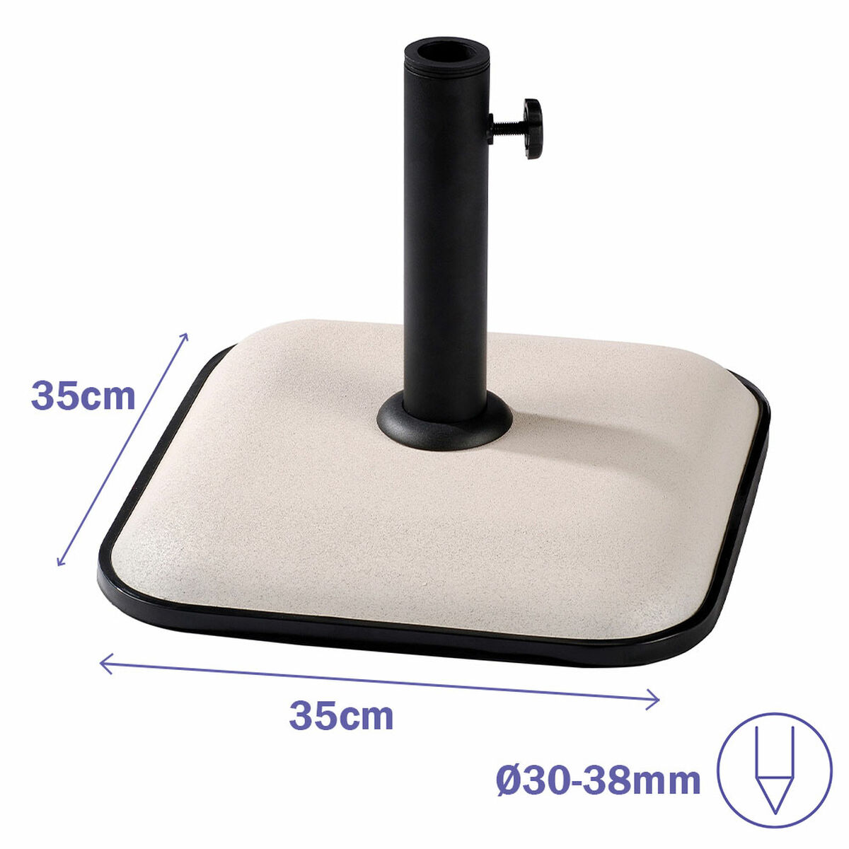 Marbueno Umbrelă Cuadrată Beton 35X35X5,2 cm 11KG Alb Grădină, Piscină, Terasă 10457