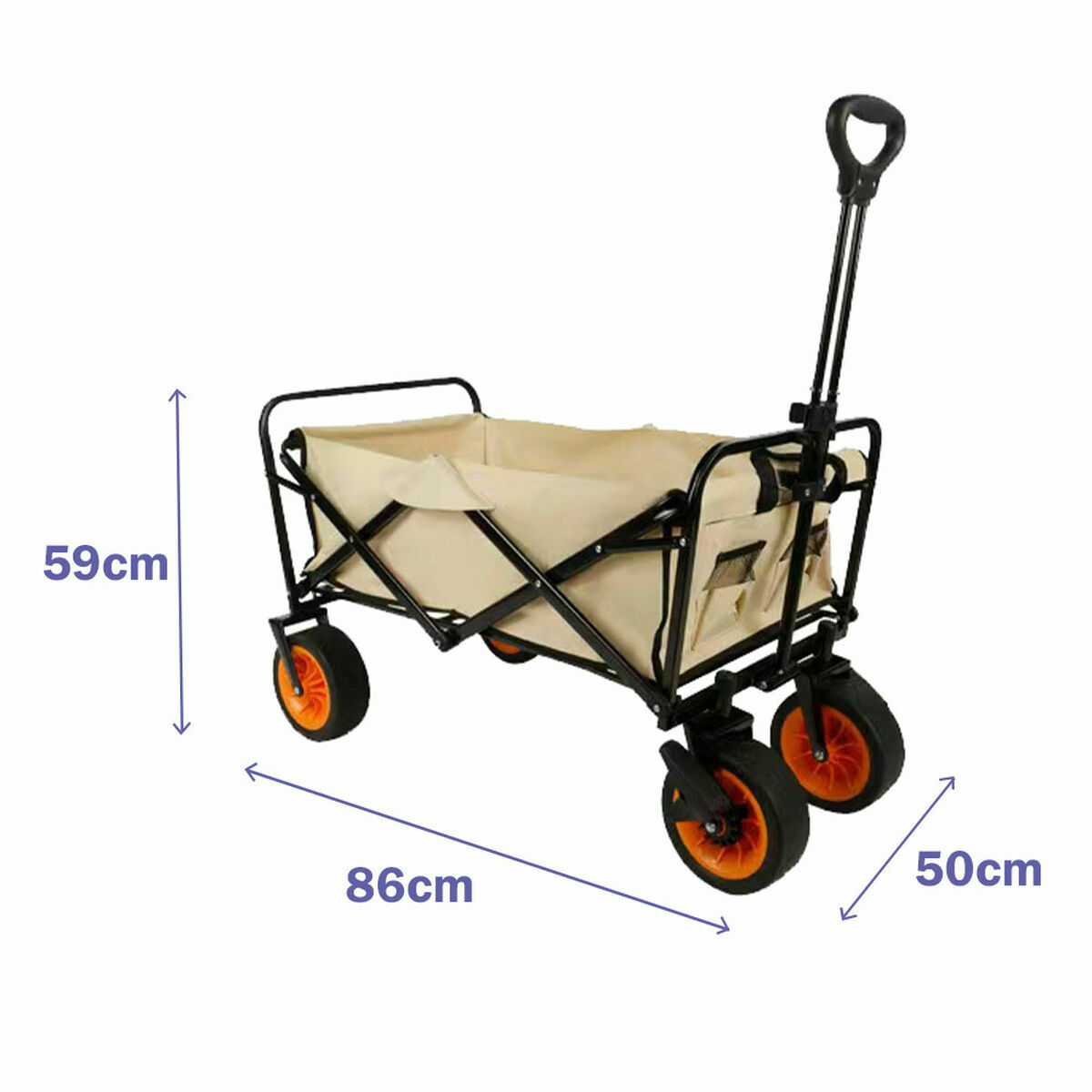Carucior Multiusos Pliabil Marbueno 200 KG Bej pentru Gradina, Plaja, Camping 86X50X59 cm
