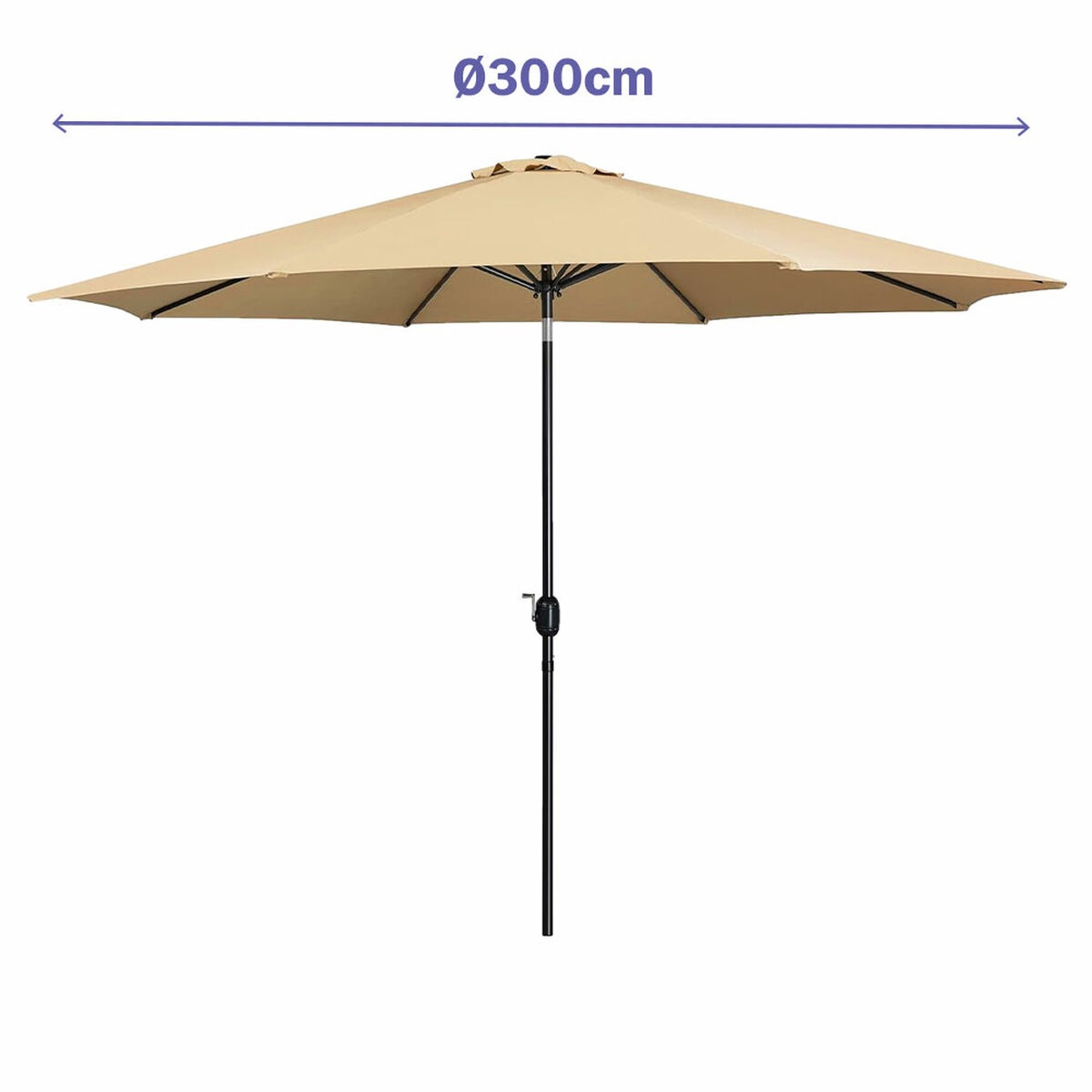 Marbueno Umbrelă Acero 8 Rame D300 cm Poliester Maro Grădină, Piscină, Terasă