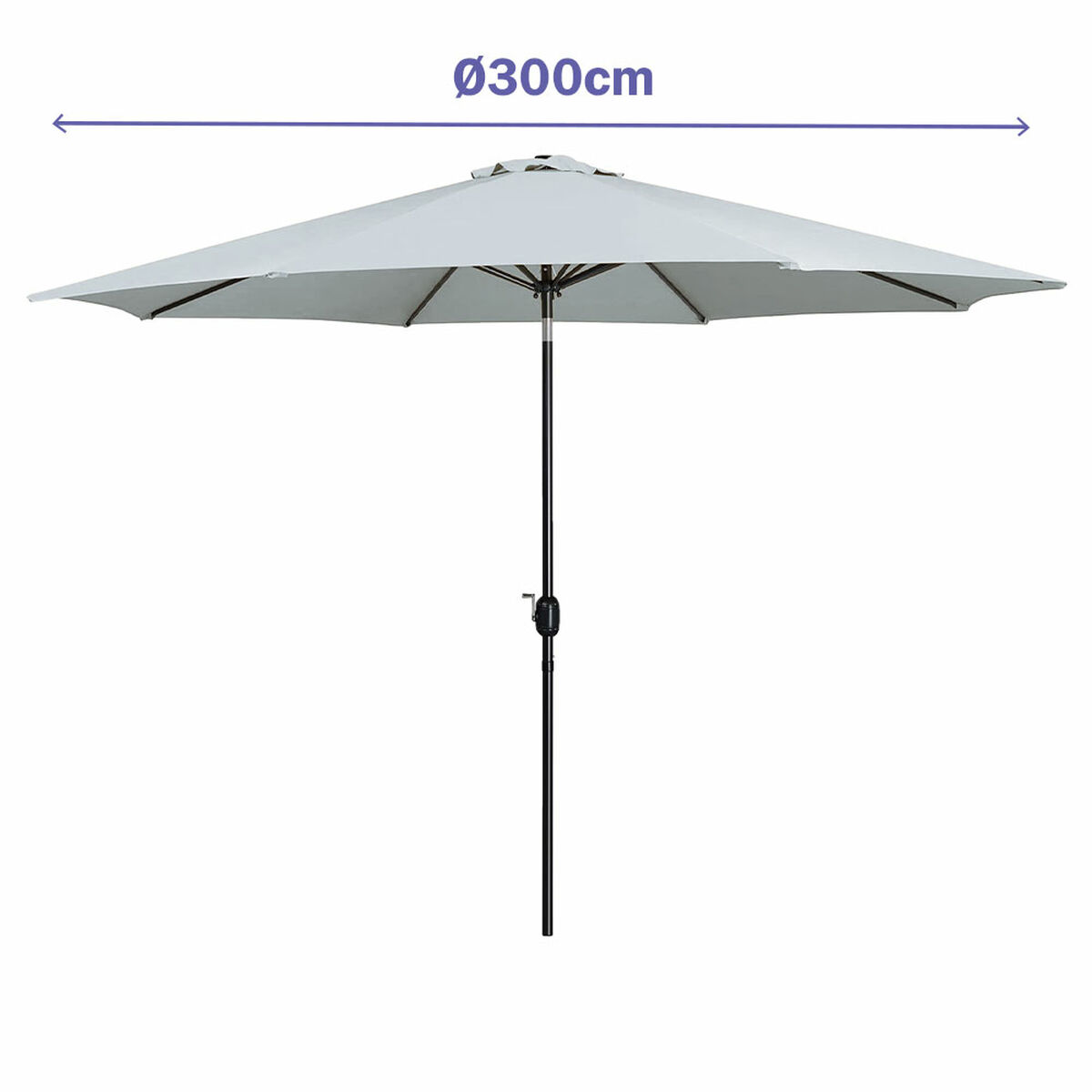 Marbueno Umbrelă Acero 8 Rame D300 cm Poliester Alb Grădină, Piscină, Terasă 10487