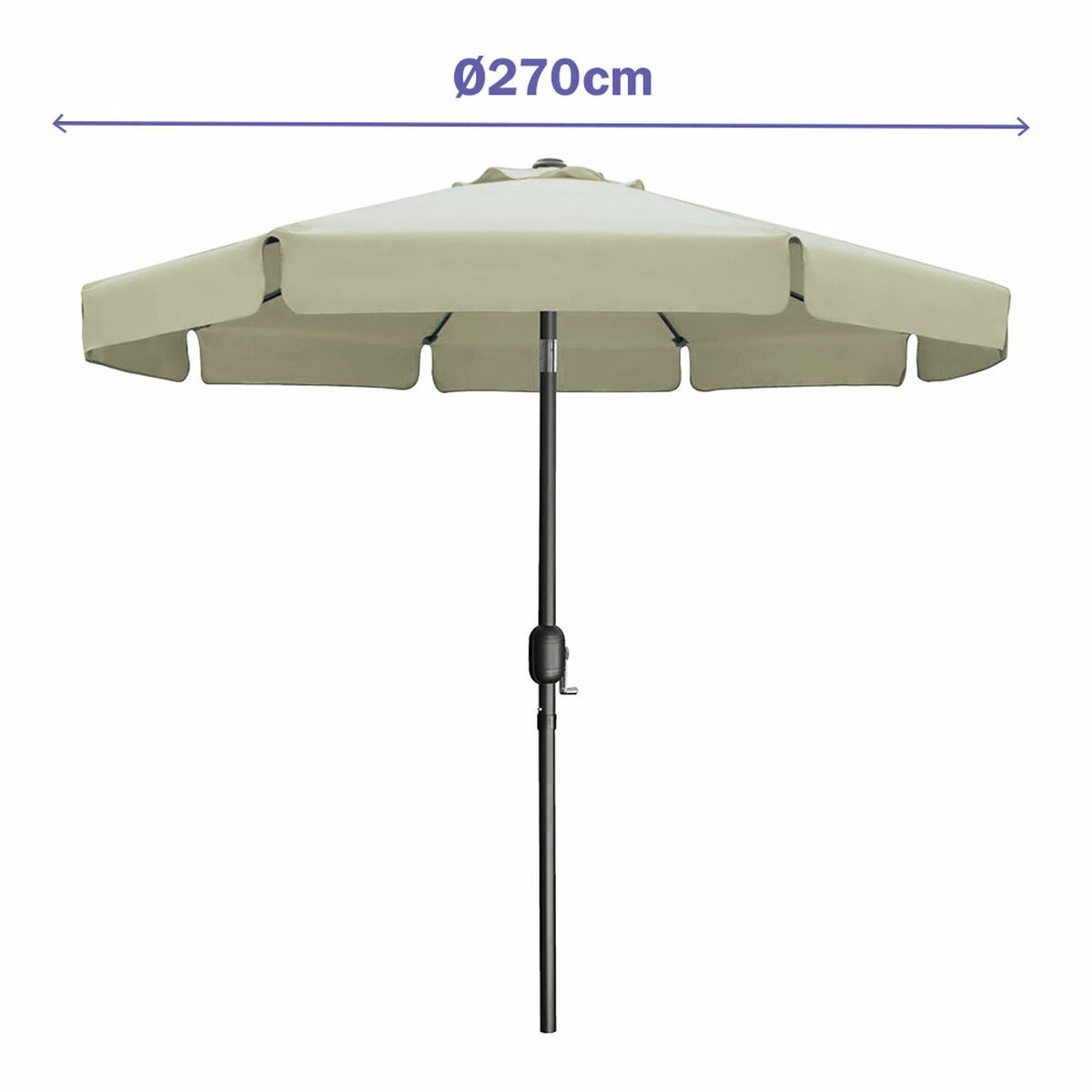 Marbueno Umbrelă Acier 8 Rame D270 cm Poliester Bej Grădină, Piscină, Terasă