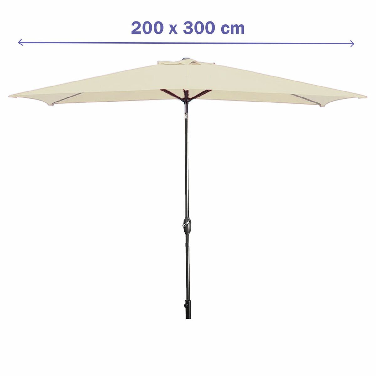 Marbueno Umbrelă Oțel 8 Cânepi 200x300 cm Poliester Bej Grădină, Piscină, Terasă