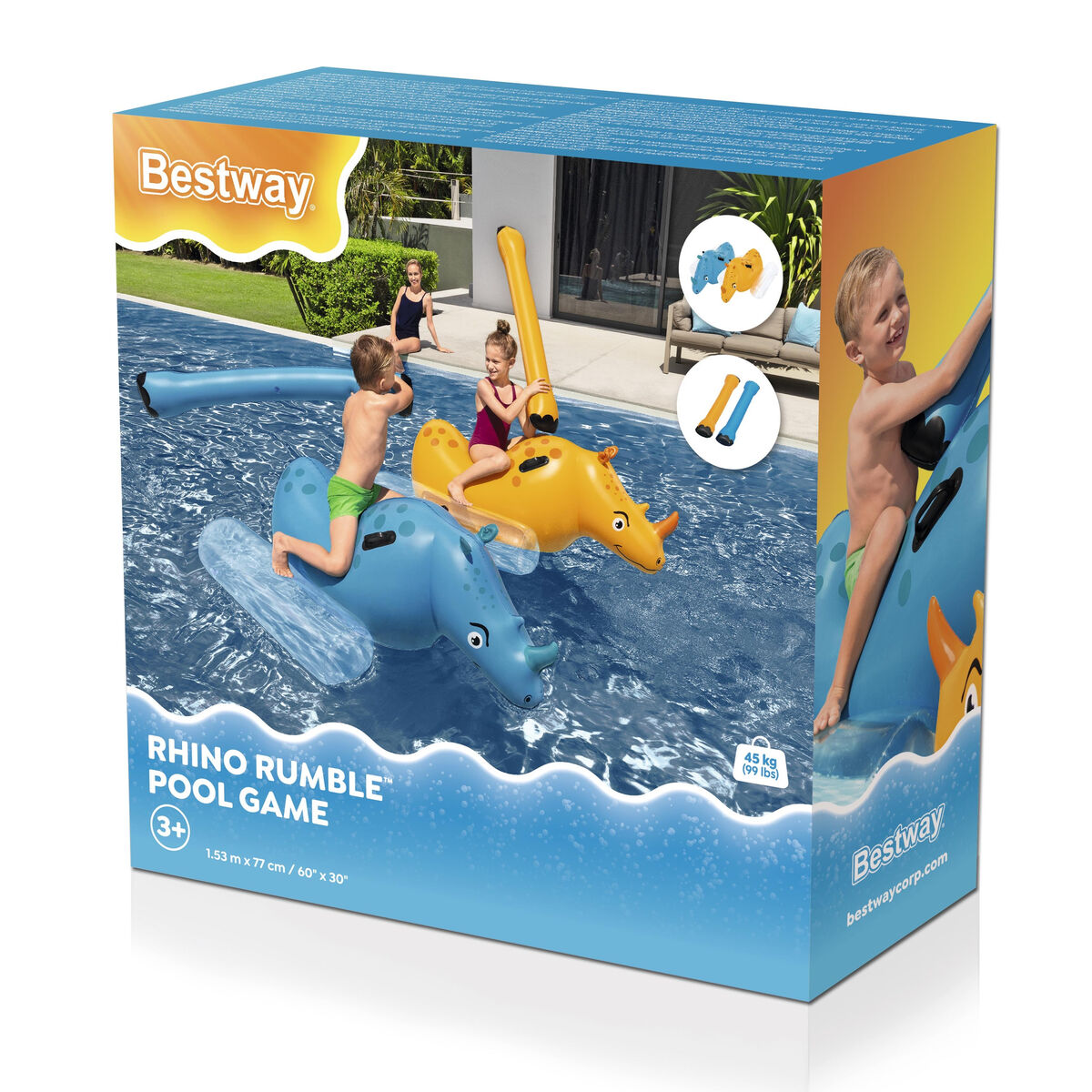 Bestway Juego Flotant Rinoceronti 153x77 cm +3 Ani Piscină 41522