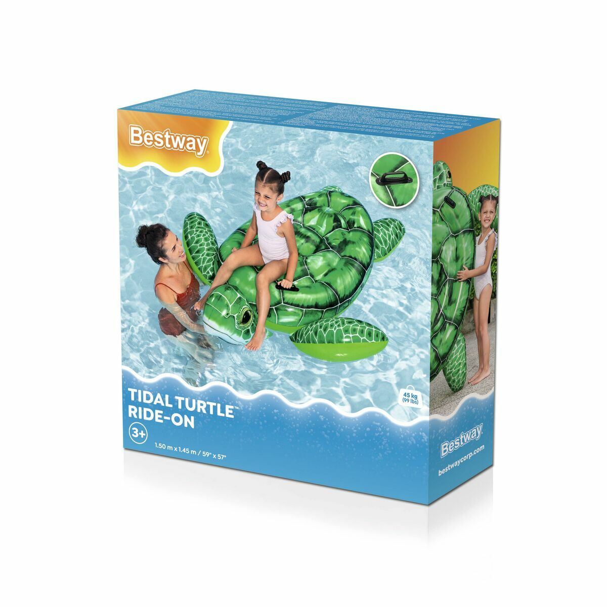 Bestway Figură Gonflabilă Țestoasă cu Mânere 150x145 cm +3 Ani Plajă și Piscină 41524