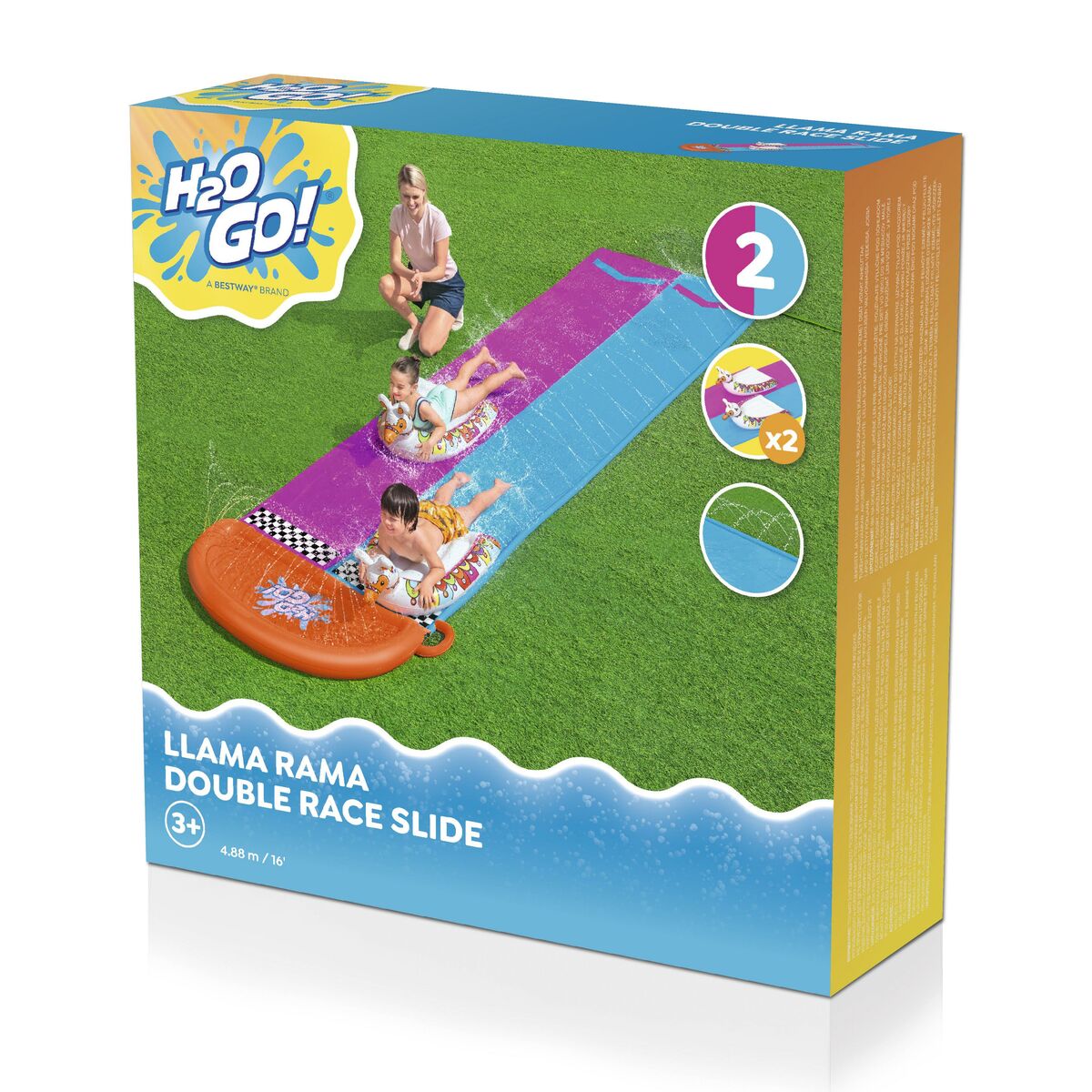 Bestway Pista Deslizantă cu Hinchables Dublu Animale Llama 488x138 cm +3 Ani Grădină 52320
