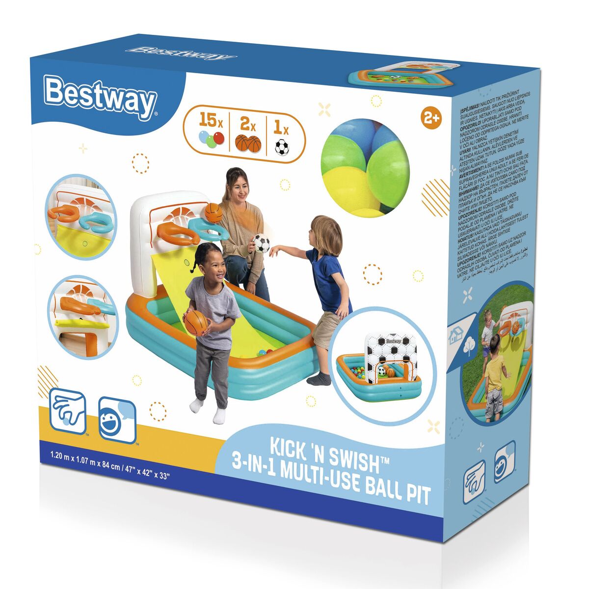 Bestway Piscină Inflatable Copii Jocuri Cu Coșuri și Bile 120x107x84 cm +2 Ani 52728