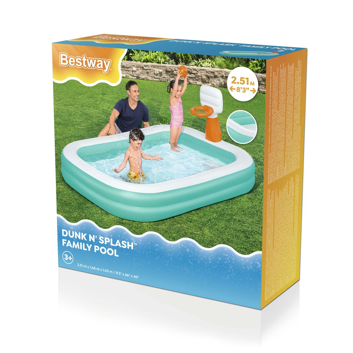 Bestway Piscina Inflatable Copii Baschet 251x168x102 cm +3 Ani Gradina 54445