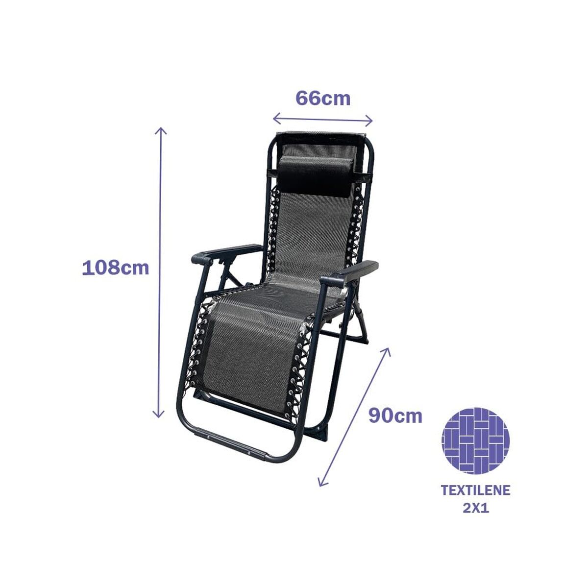 Scaunul Pliabil Marbueno Negru 90 x 108 x 66 cm