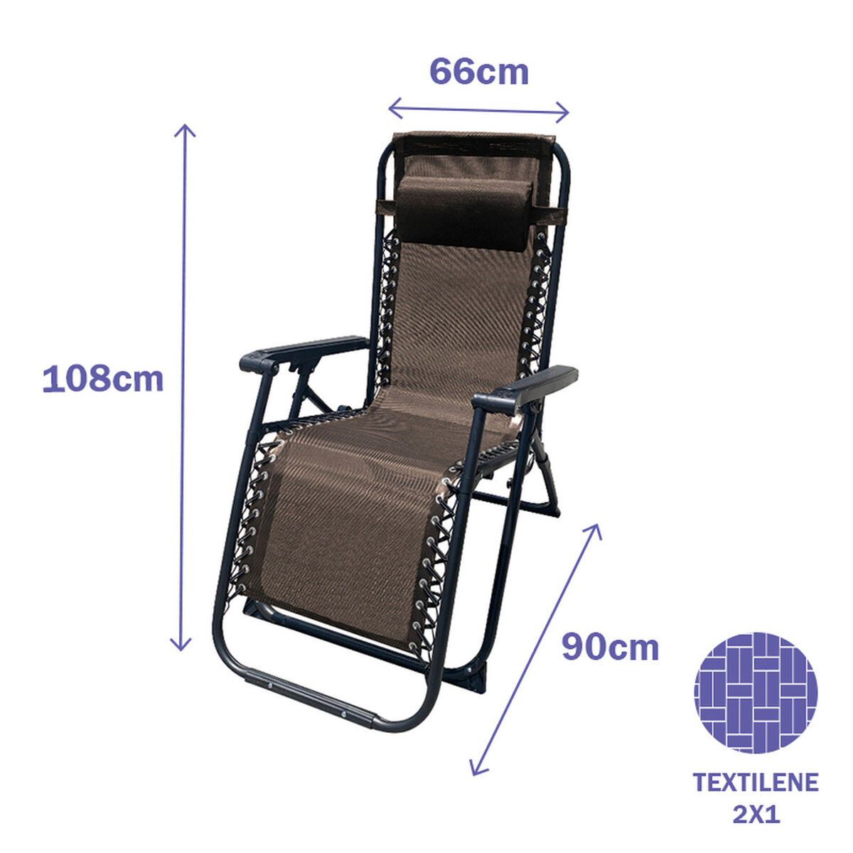 Șezlong de camping Marbueno Maro 90 x 108 x 66 cm