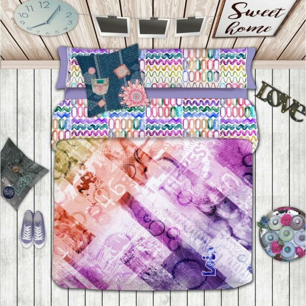 Set husă de pătură Lois JASON P. Mov Pat 90 150 x 230 cm 3 Piese