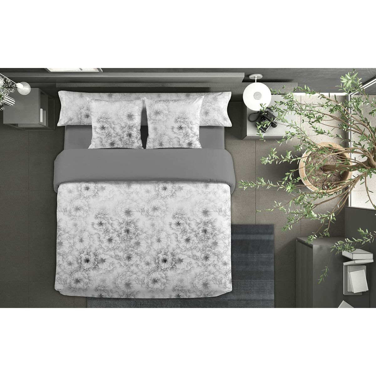 Set husă de pătură Pierre Cardin JEWEL Gri Pat 135 3 Piese