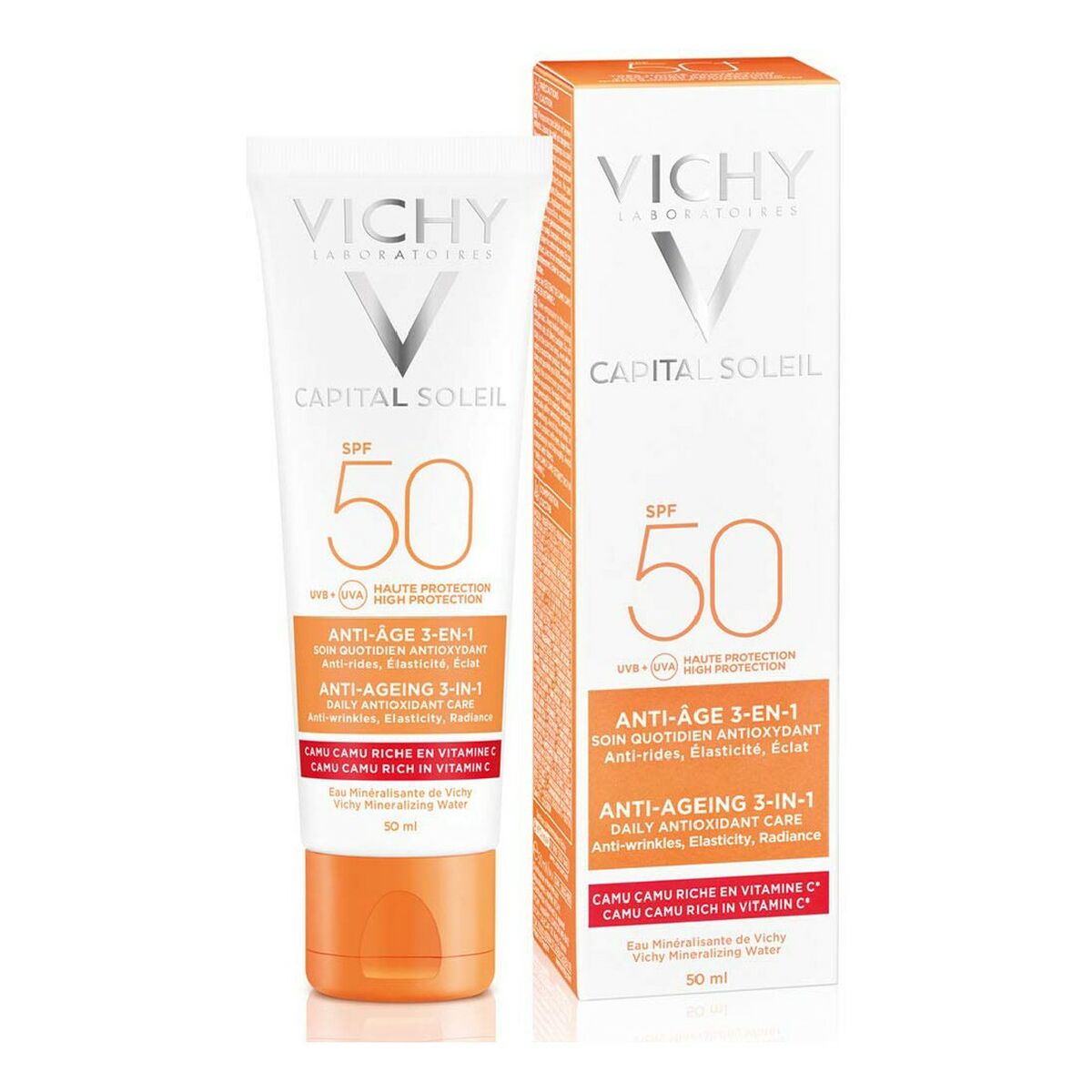Protector Solar de Față Vichy VCH00115 Spf 50 50 ml 3 în 1 Anti-aging