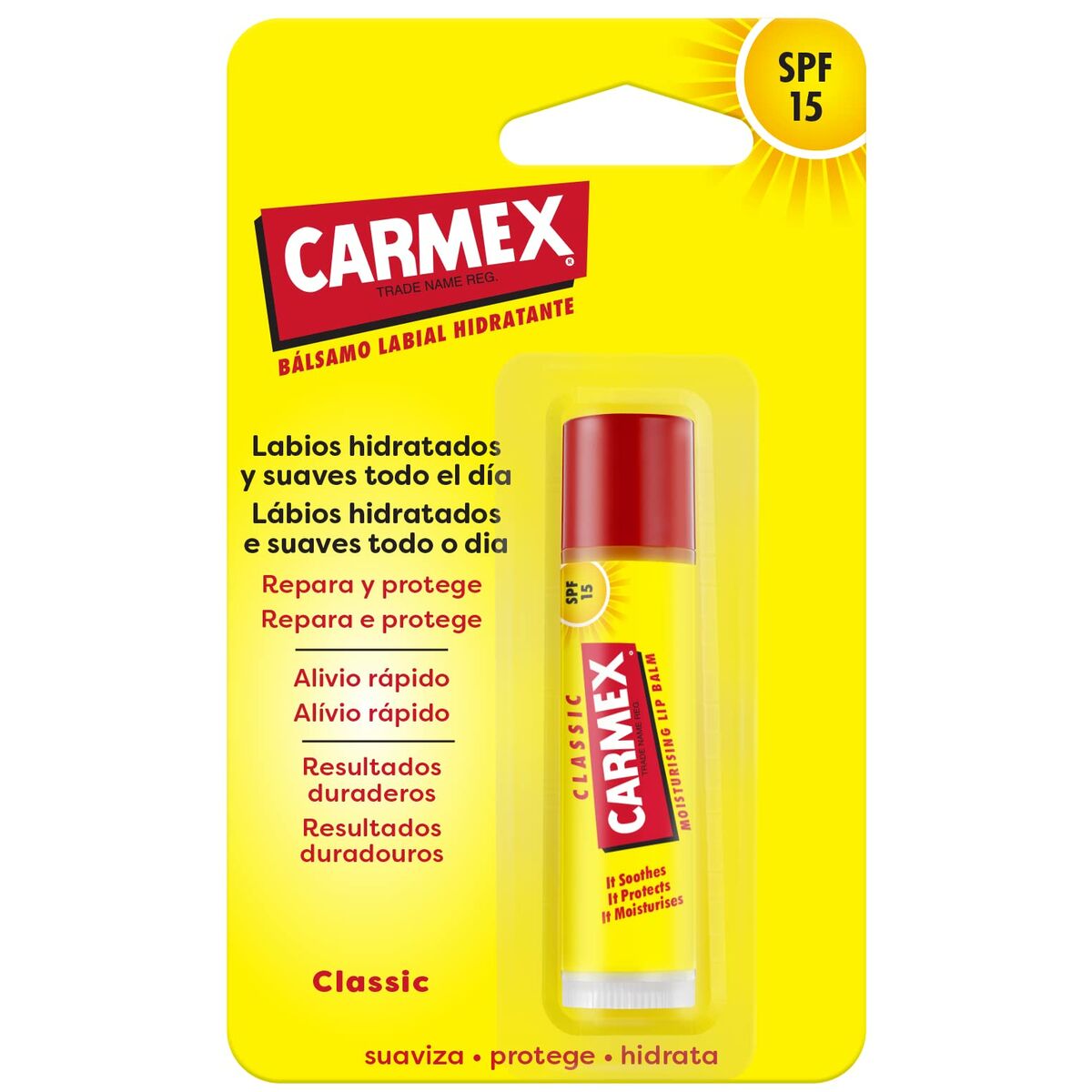 Balsam de buze hidratant Carmex Classic Galben Negru Spf 15 Stick
