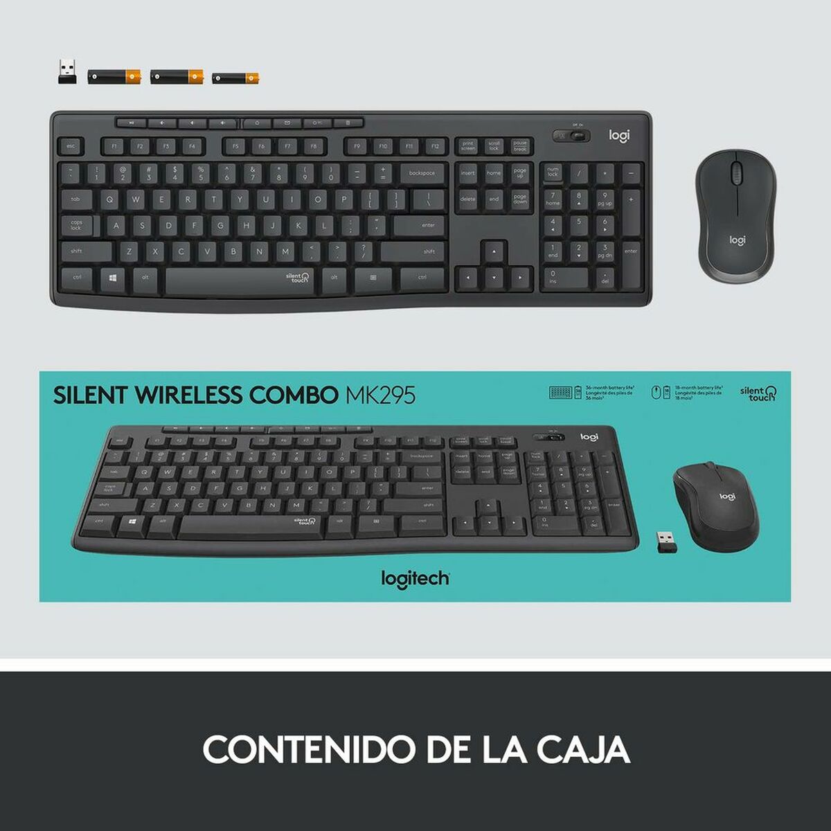 Tastatură și Mouse Fără Fir Logitech MK295 Gri Qwerty Spaniolă